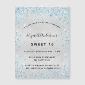 Zoete 16 zilverblauwe glitter-aantrekkingsmagneet (Voorkant)