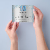 Zoete 16 zilverblauwe glitterbegroting met uitzond flyer (Hand)