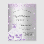 Zoete 16 zilveren paarse jurk-magneet (Voorkant)