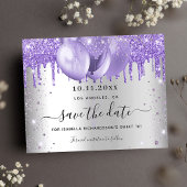 Zoete 16 zilveren violette begroting save the date flyer