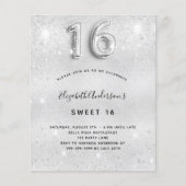 Zoete 16 zilverglitter-budgetuitnodiging flyer (Voorkant)