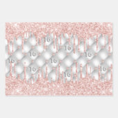 Zoete 16 zilverglitter drupt roos goudroze inpakpapier vel (Voorkant 2)