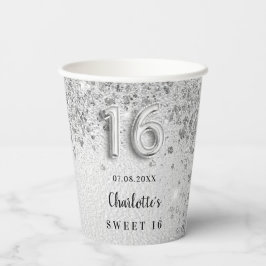 Zoete 16 zilverglitterstofmonogram papieren bekers