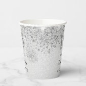 Zoete 16 zilverglitterstofmonogram papieren bekers (Links)