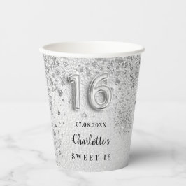 Zoete 16 zilverglitterstofmonogram papieren bekers