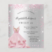Zoete 16 zilverroze jurk, uitnodiging tot het indi flyer (Voorkant)