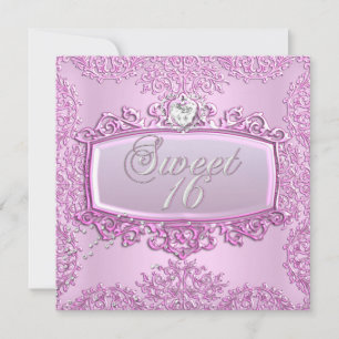 Zoete 16 Zoete Zestien Mooie Roze Hart Kaart