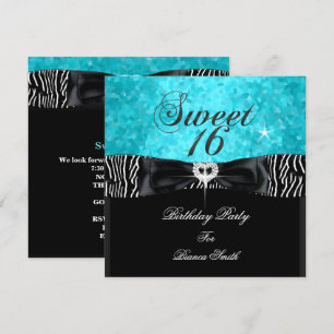Zoete 16 Zoete Zestien Turquoise Zwarte Zebra Kaart