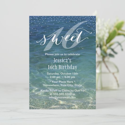 Zoete 16 zomerstrand Moderne Confetti Stippen Kaart (Staand voorkant)