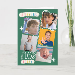 Zoete 16 Zoon Foto Aandenken Herinneringen Kaart