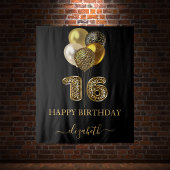 Zoete 16 zwart goud luipaardprint ballonnen wandkleed