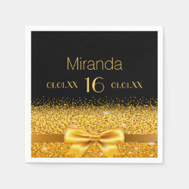 Zoete 16 zwarte goudboegnaam servet