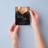Zoete 16 zwarte gouden glitters bedankt budget flyer (Hand)