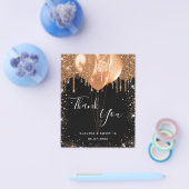 Zoete 16 zwarte gouden glitters bedankt budget flyer (Enkel)