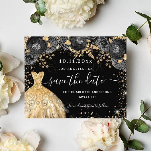 Zoete 16 zwarte gouden jurk, met uitzondering van  flyer