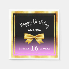 Zoete 16 zwarte paarse roze goudstrik servet