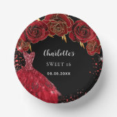 Zoete 16 zwarte rode jurk bloemen papieren kommen (Voorkant)