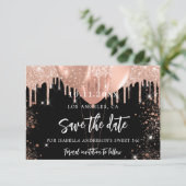 Zoete 16 zwarte roos gouden ballonnen glitters save the date (Staand voorkant)