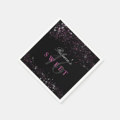 Zoete 16 Zwarte Roze Glitter Servetten (Hoek)