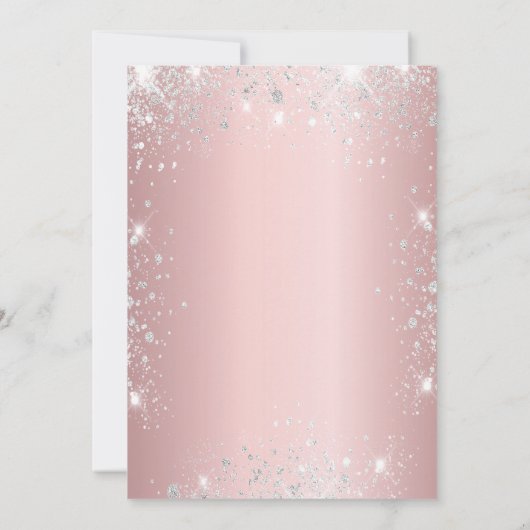 Zoete 16 zwarte roze zilveren glitterkleding kaart (Achterkant)