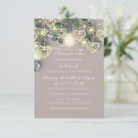 Zoete 16de Groene BRUIDSRUSTICAAL Goud  Ivoor Groe Kaart (Staand voorkant)