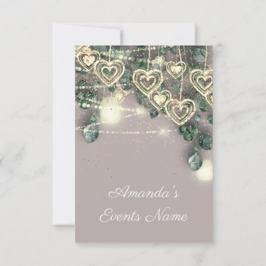 Zoete 16de Groene BRUIDSRUSTICAAL Goud  Ivoor Groe Kaart (Achterkant)