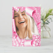 Zoete 16e 15e Afstuderen roze glitter 3d lijst Kaart (Staand voorkant)