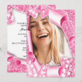 Zoete 16e 15e Afstuderen roze glitter 3d lijst Kaart (Voorkant / Achterkant)