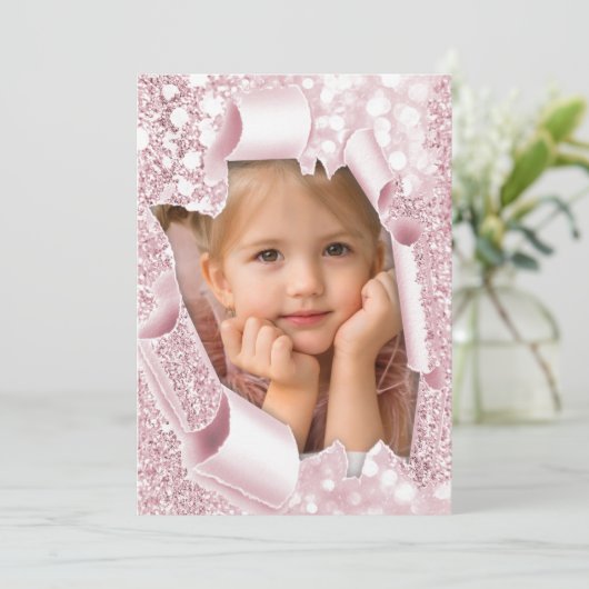 Zoete 16e 1e 2e 3e roze glitter 3d kaart (Staand voorkant)