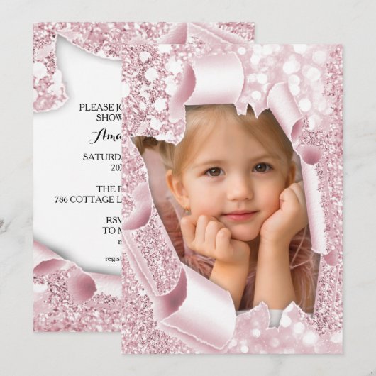 Zoete 16e 1e 2e 3e roze glitter 3d kaart (Voorkant / Achterkant)