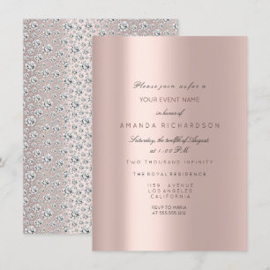 Zoete 16e Bruidsroos Pastel Roze Roos Diamant Kaart
