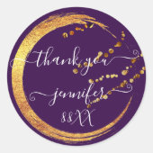 Zoete 16e Dank Je Datum Bruids Paars Goud Honing Ronde Sticker (Voorkant)