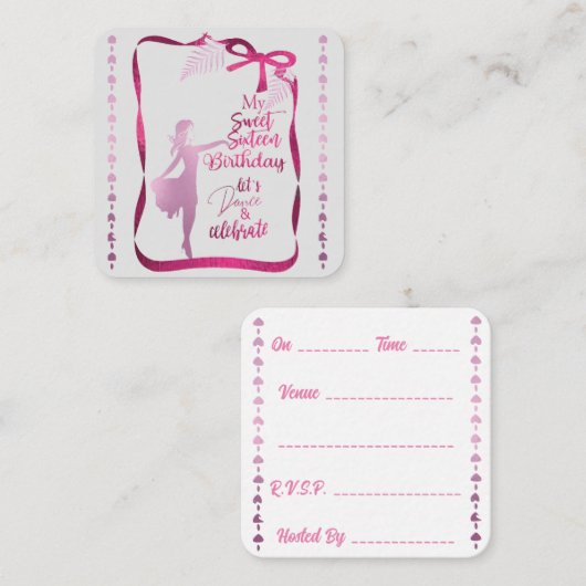 Zoete 16e uitnodiging (Voorkant / Achterkant)