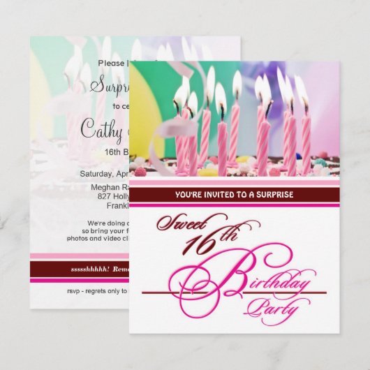 Zoete 16e verjaardag feestdagen - Verrassend Kaart (Voorkant / Achterkant)