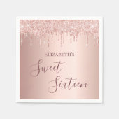 Zoete 16e verjaardag roos goudglitter servet (Voorkant)