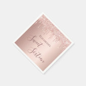 Zoete 16e verjaardag roos goudglitter servet (Hoek)