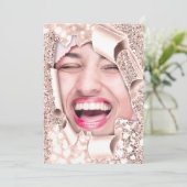 Zoete 16e Vrijgezellenfeest 3D Roos Glitter Kaart (Staand voorkant)