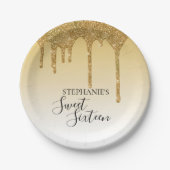 Zoete 16e zestien verjaardag gouden glitter papieren bordje (Voorkant)