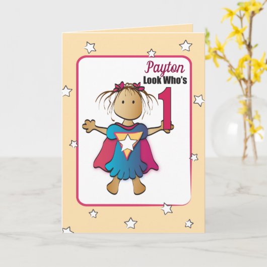 Zoete 1 Birthday Kaart voor kinderen (Gele Bloem)