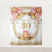 Zoete 30 Verjaardag Blush Goud Feest Tapijt Wandkleed (Voorkant)