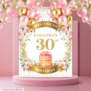 Zoete 30 Verjaardag Blush Goud Feest Tapijt Wandkleed