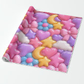 Zoete 3D-candy volledig patroon Cadeaupapier (Uitgerold)