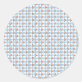 Zoete 50s Retro Rosebud Blauwe Ginghamruit Ronde Sticker (Voorkant)