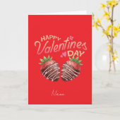 Zoete Aangepaste Valentijnsdag Aardbei Kaart (Gele Bloem)