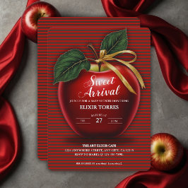 Zoete Aankomst Rode Appel Baby Shower Kaart