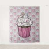 Zoete Aanzoek Cupcake Wandkleed (Voorkant)