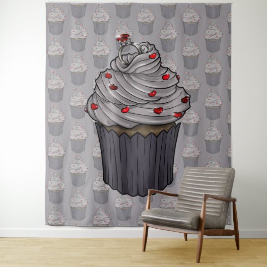 Zoete Aanzoek Cupcake Wandkleed (In situ)