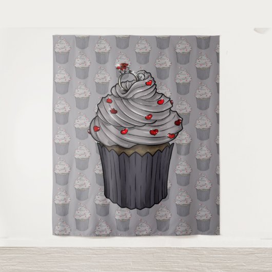 Zoete Aanzoek Cupcake Wandkleed (Voorkant)