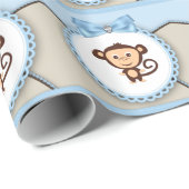 Zoete Aap Baby Shower Cadeaupapier (Rol Hoek)