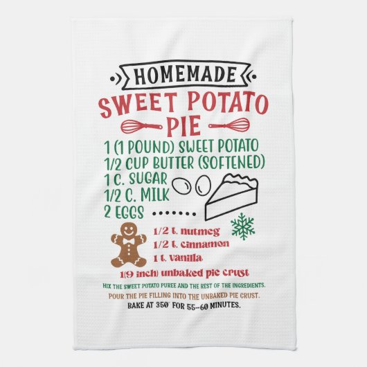 Zoete aardappel pastei recept Kerstmis Theedoek (Verticaal)